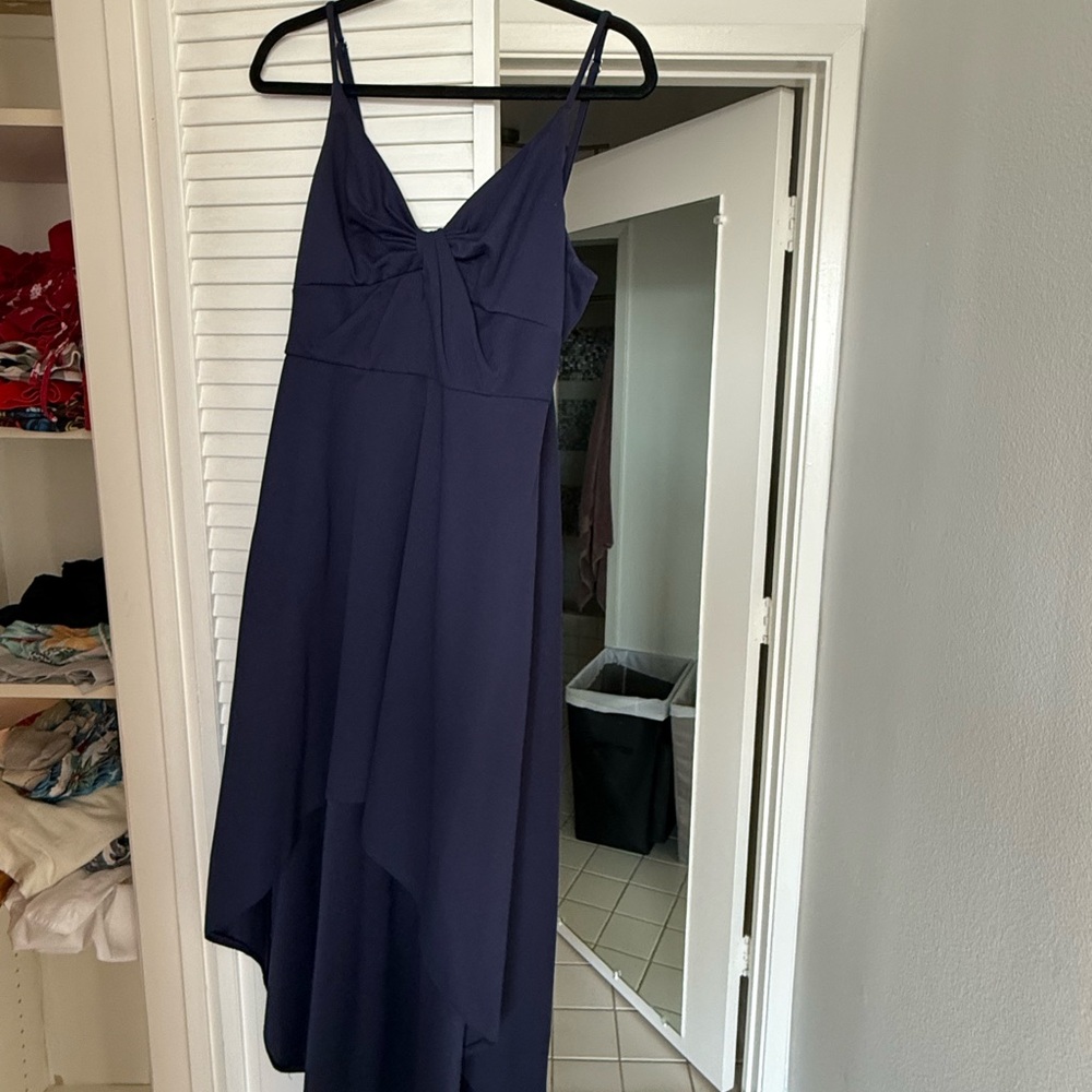 David's Bridal Deep Blue High Low Dress